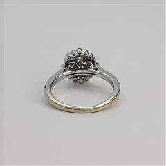 14K WHITE GOLD ROUND BRILLIANT CUT OVAL SET CLUSTER DIAMOND HALO RING SIZE 6.5